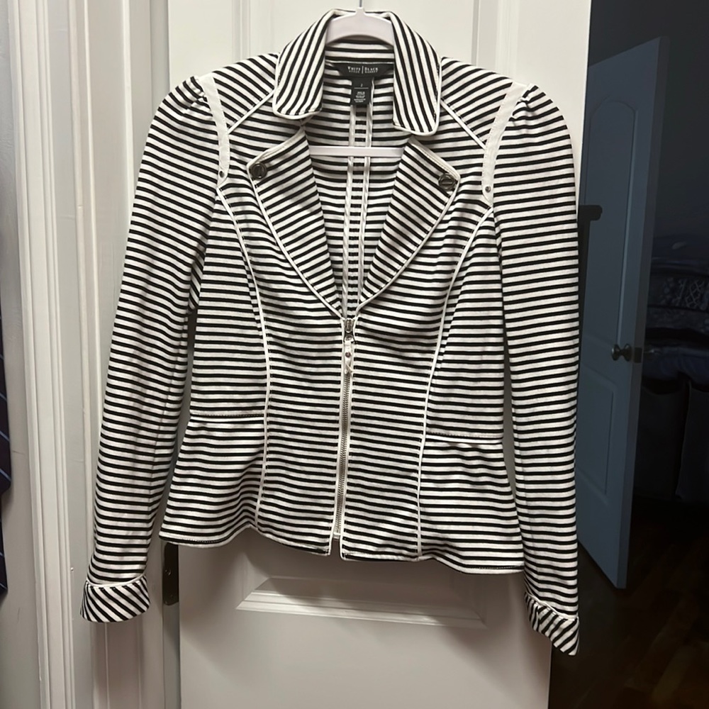 Tailored Jacket with Peplum Hem and Ribbed Waist - Black
